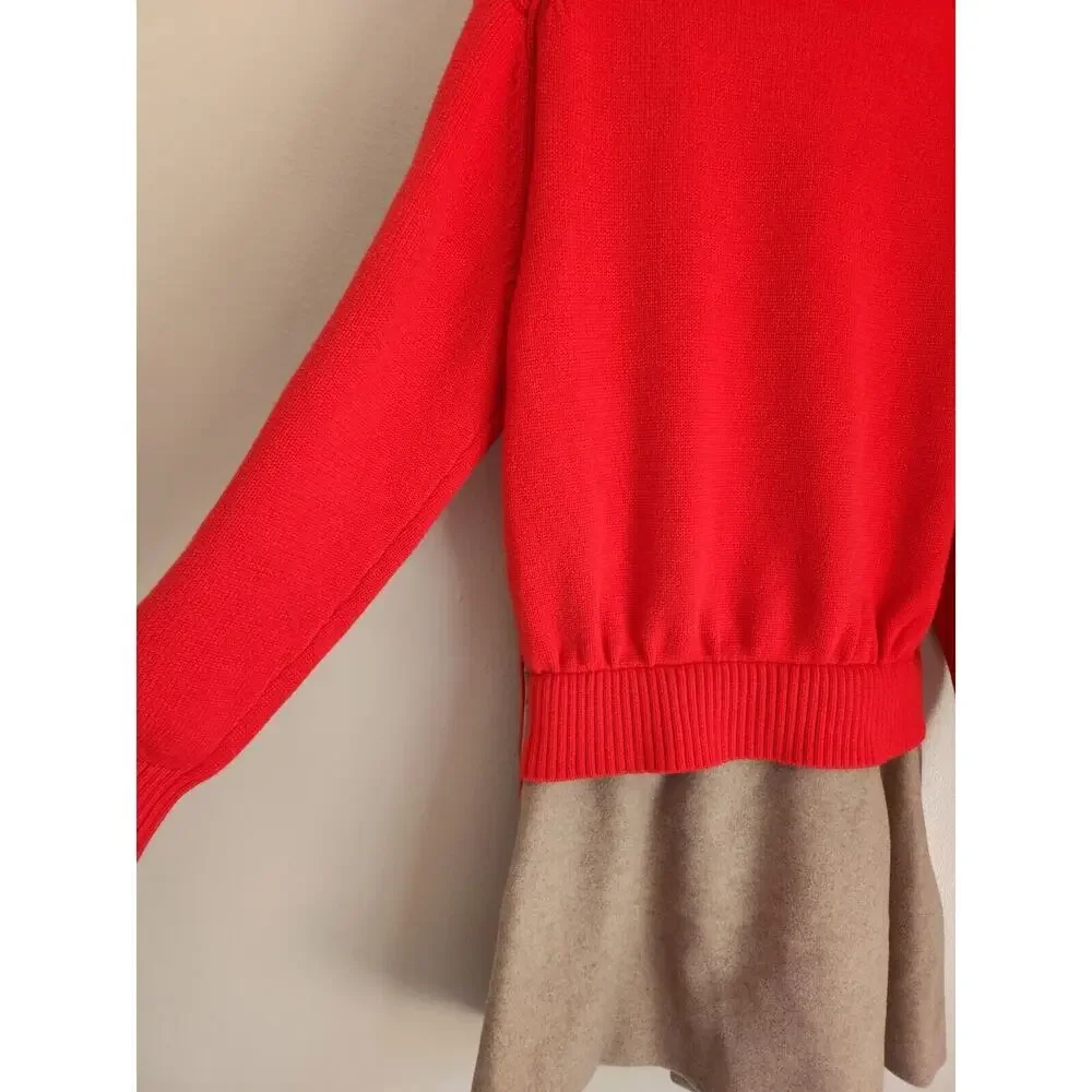 NWT Anthropologie Mare Mare Twofer Mock-Neck Sweater dress Sz S Red 9A401 - Picture 7 of 11